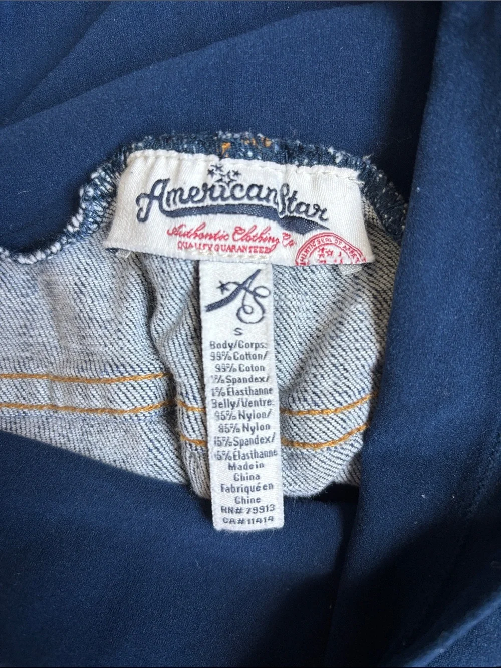 Navy & Blue Maternity Denim Shorts with Stretch Panel